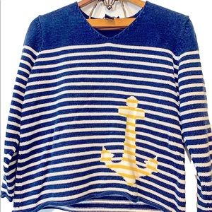 Norton Studio Nautical Striped Anchor Sweater